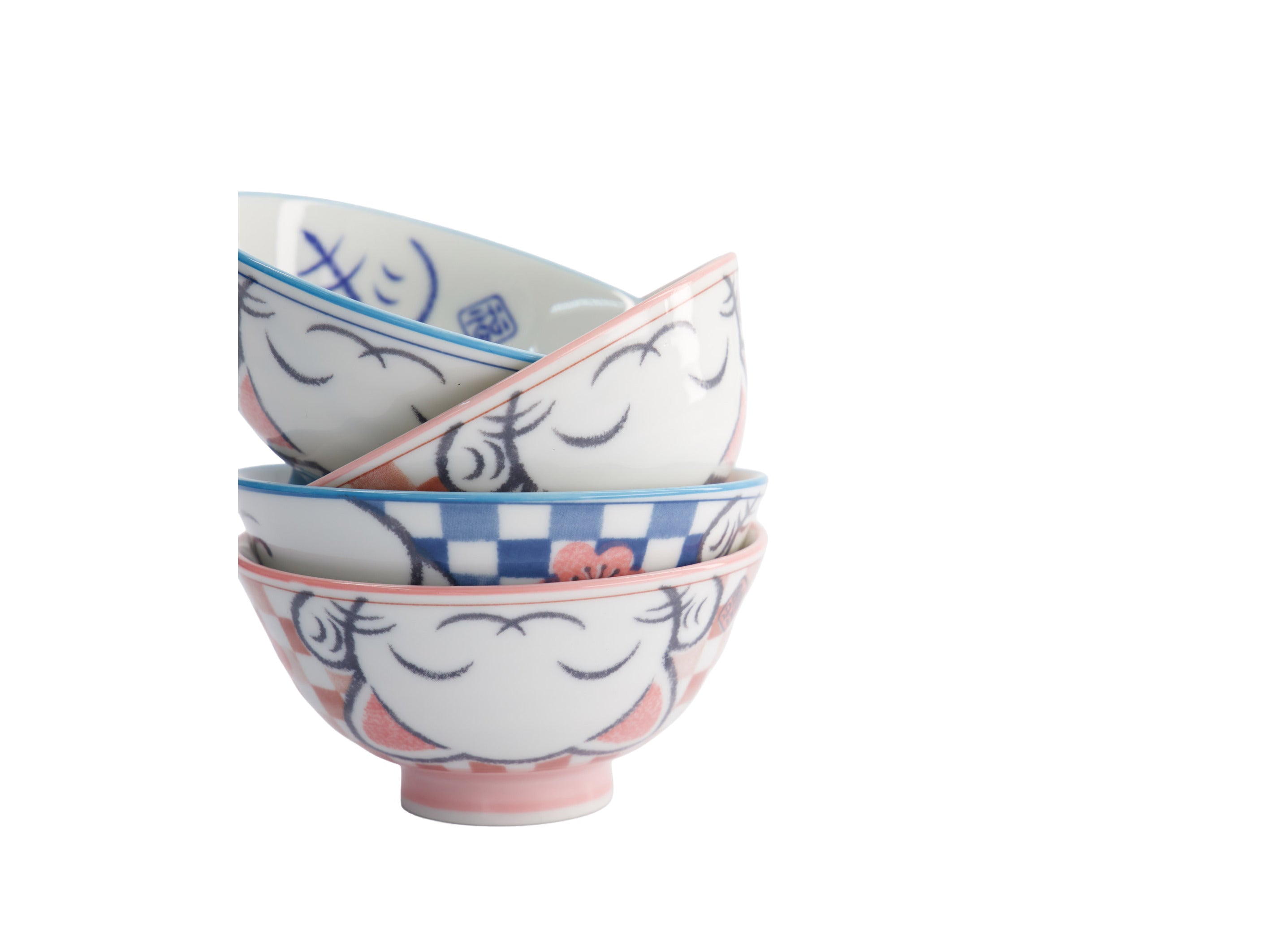 Tokyo Design Kawaii Neko Cat Set of 4 Bowls 11x6cm Gift Boxed - White