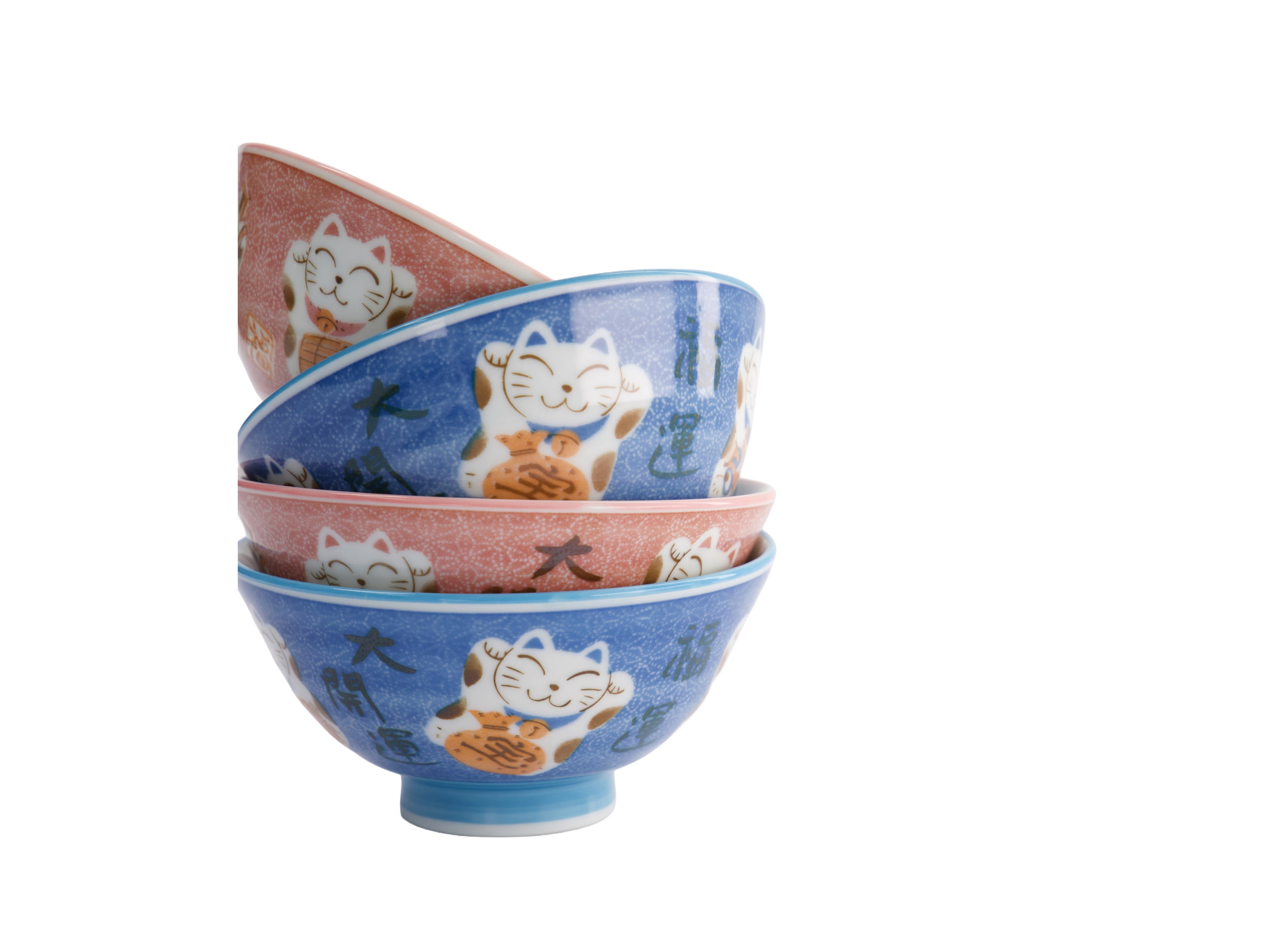 Tokyo Design Kawaii Neko Cat Set of 4 Bowls 11x6cm Gift Boxed - Assorted
