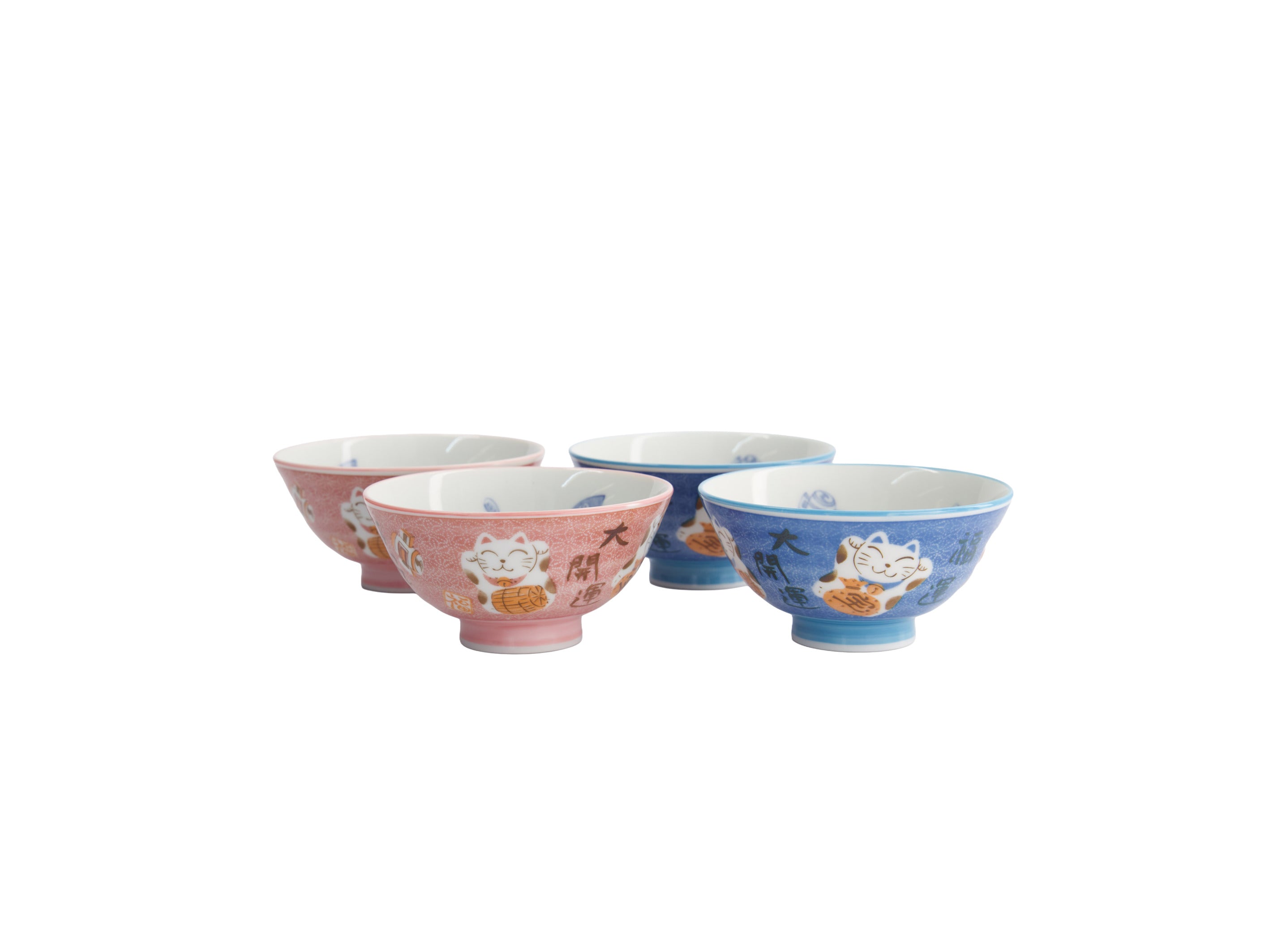 Tokyo Design Kawaii Neko Cat Set of 4 Bowls 11x6cm Gift Boxed - Assorted