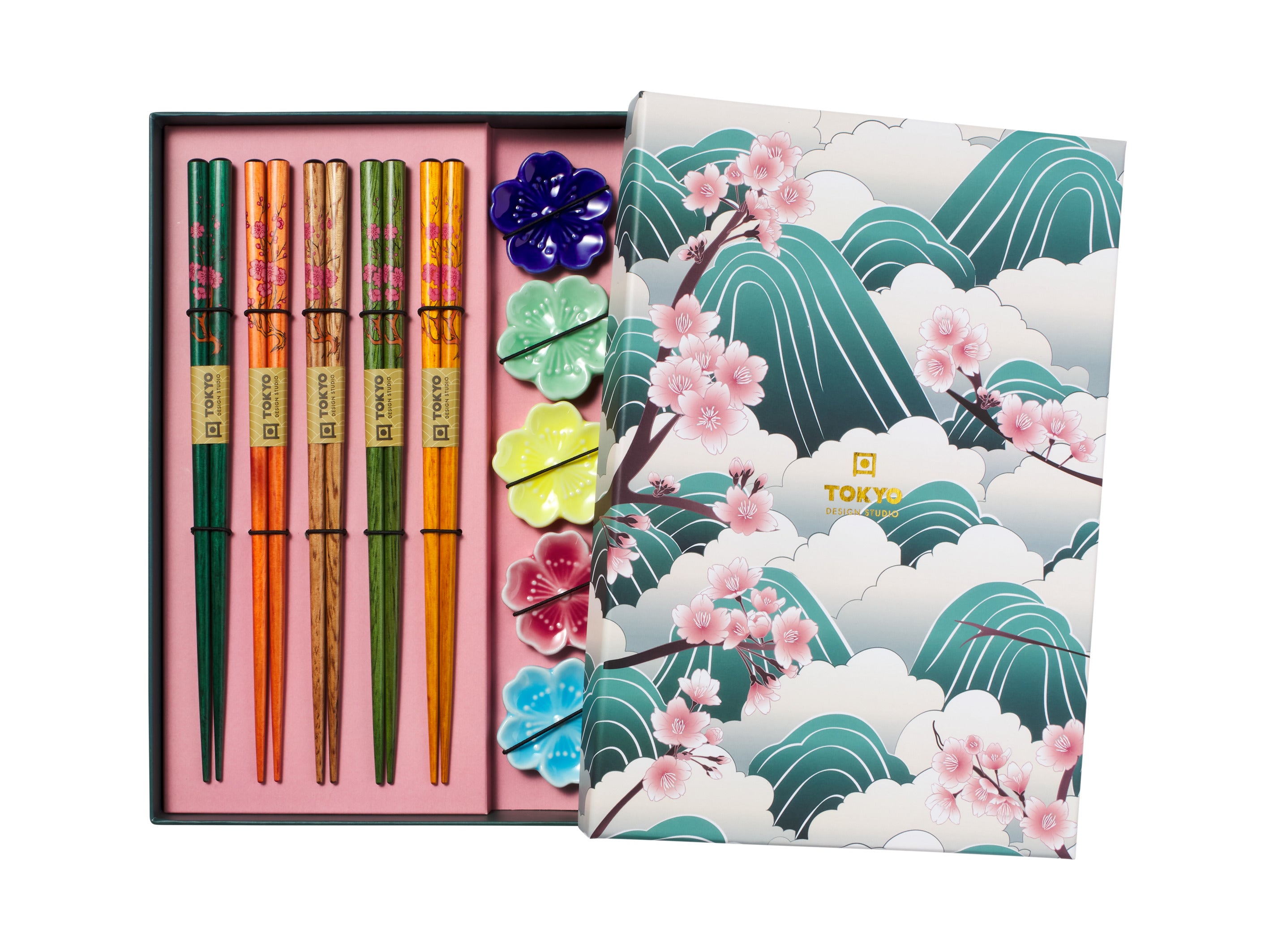 Tokyo Design Chopstick Fujisakura Chopsticks with Rest 10pc Gift Boxed Assorted