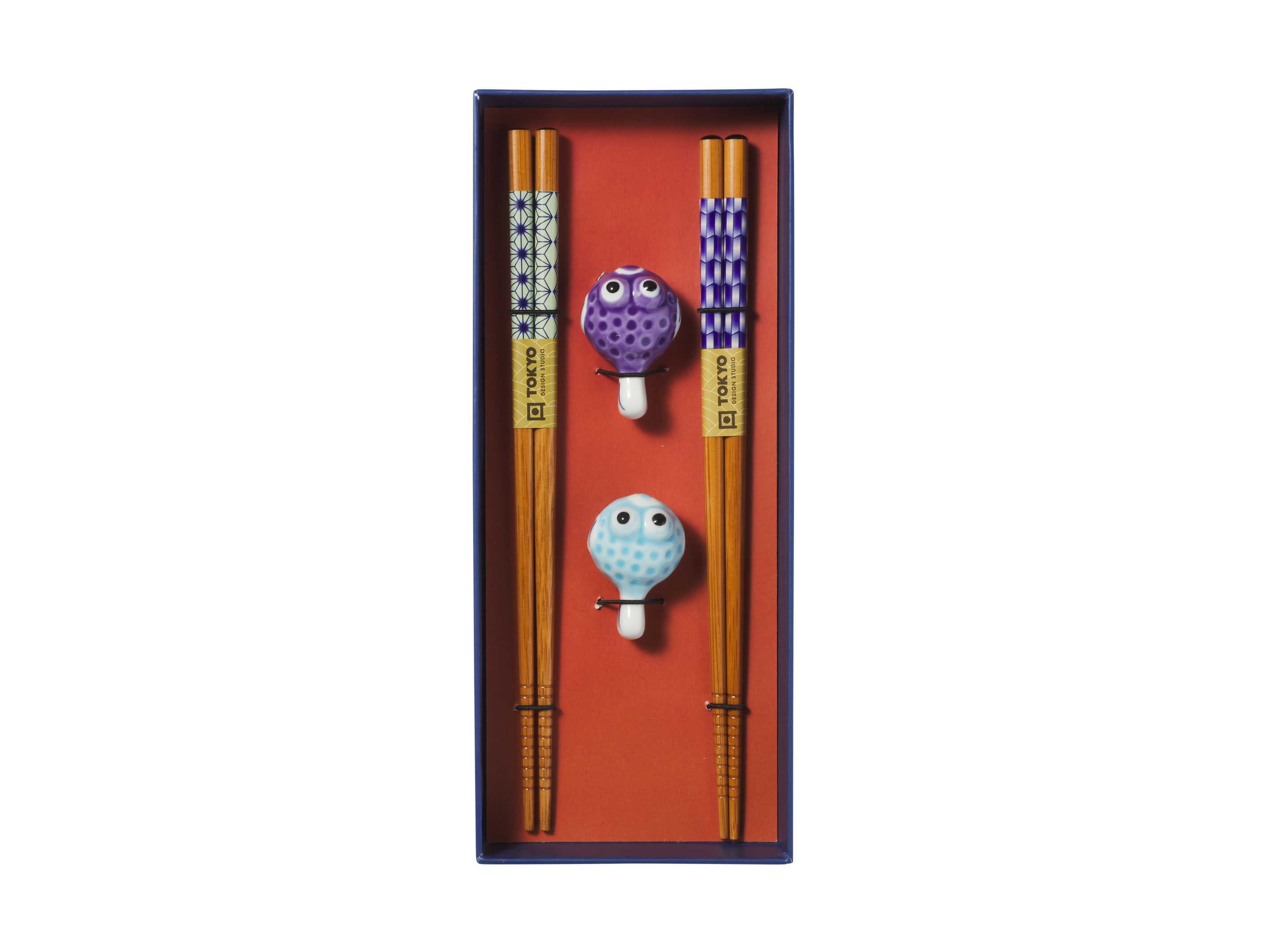 Tokyo Design Chopstick Blow Fish Chopsticks with Rest 4pc Gift Boxed Assorted