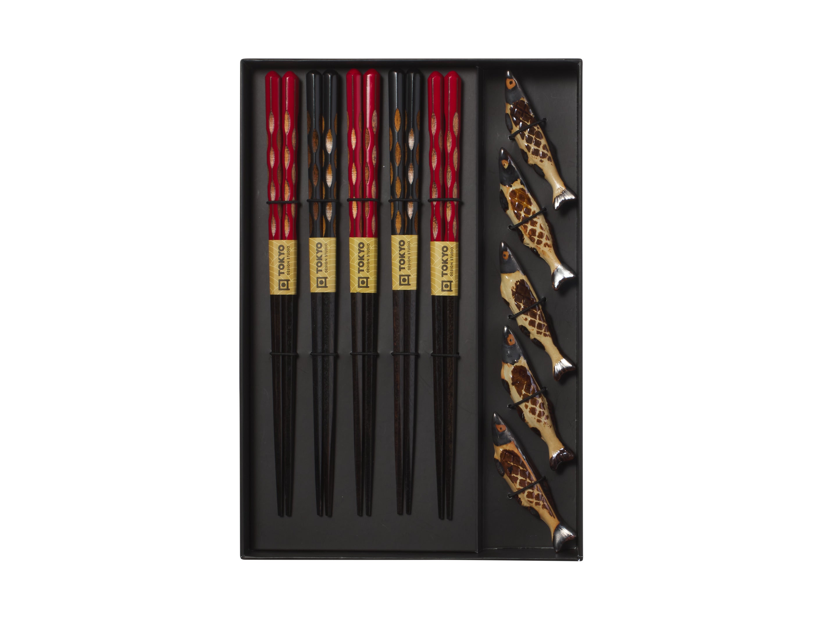 Tokyo Design Chopstick Sardine Chopsticks with Rest 10pc Gift Boxed Assorted