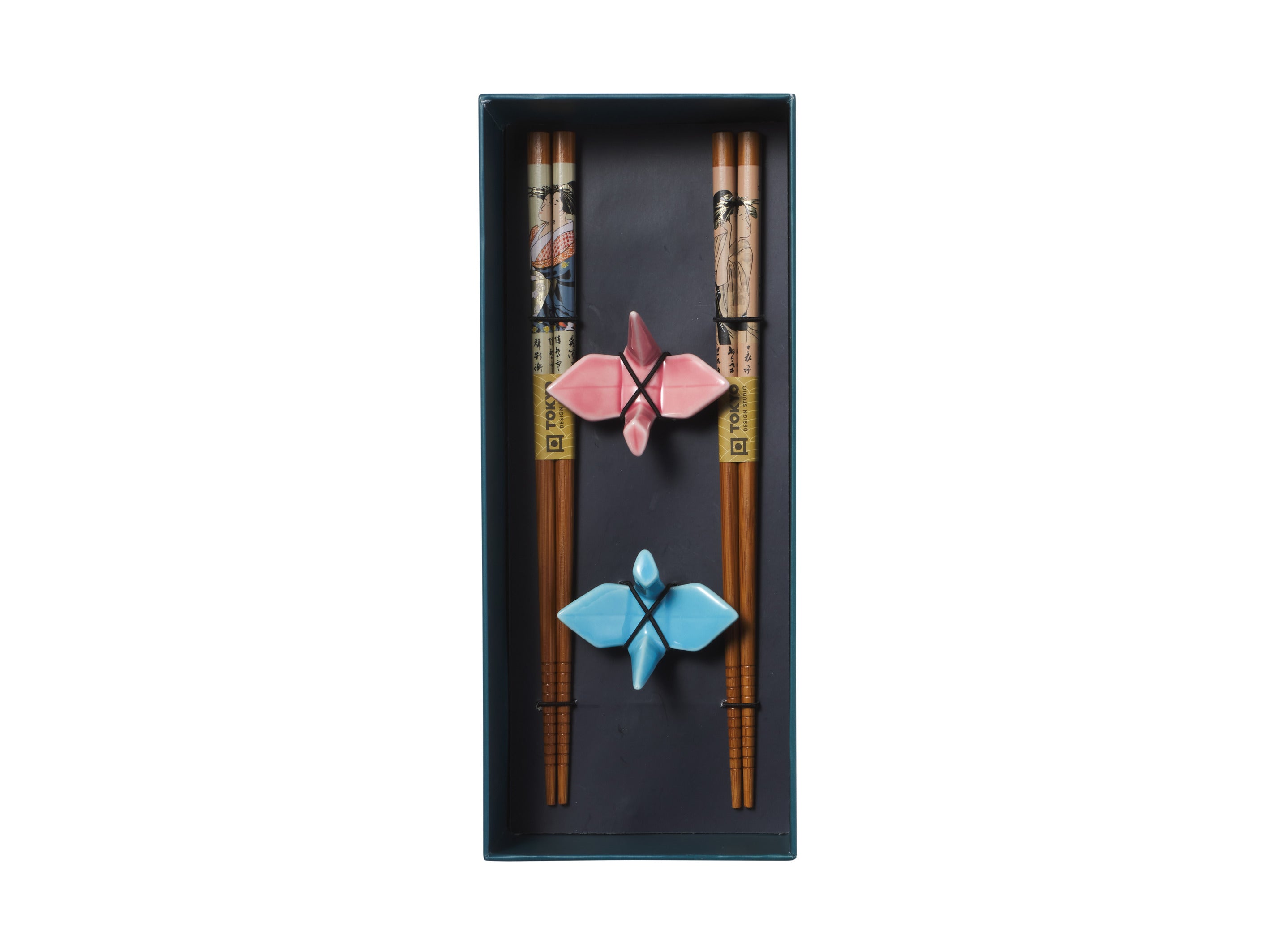 Tokyo Design Chopstick Crane Chopsticks with Rest 4pc Gift Boxed Assorted