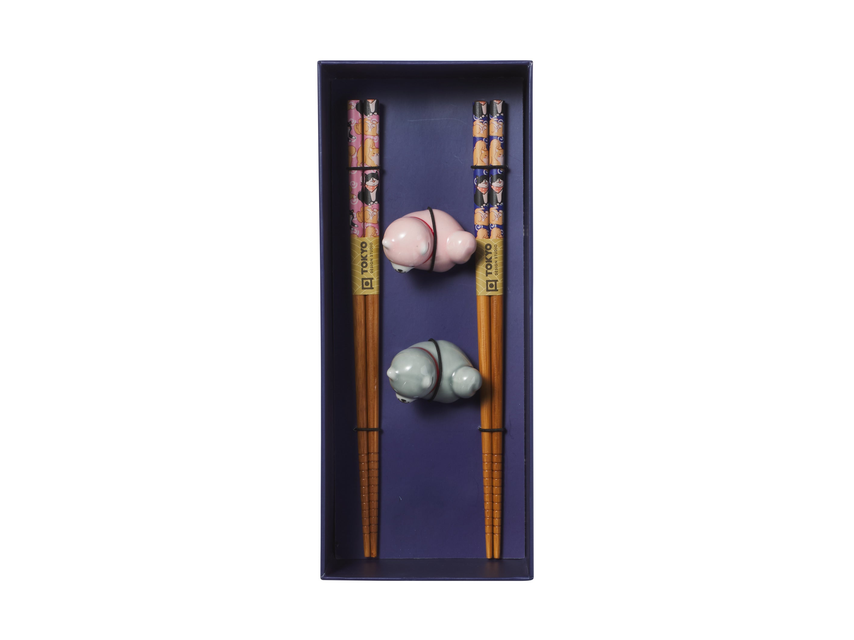 Tokyo Design Chopstick Shiba Dog Chopsticks with Rest 4pc Gift Boxed Assorted