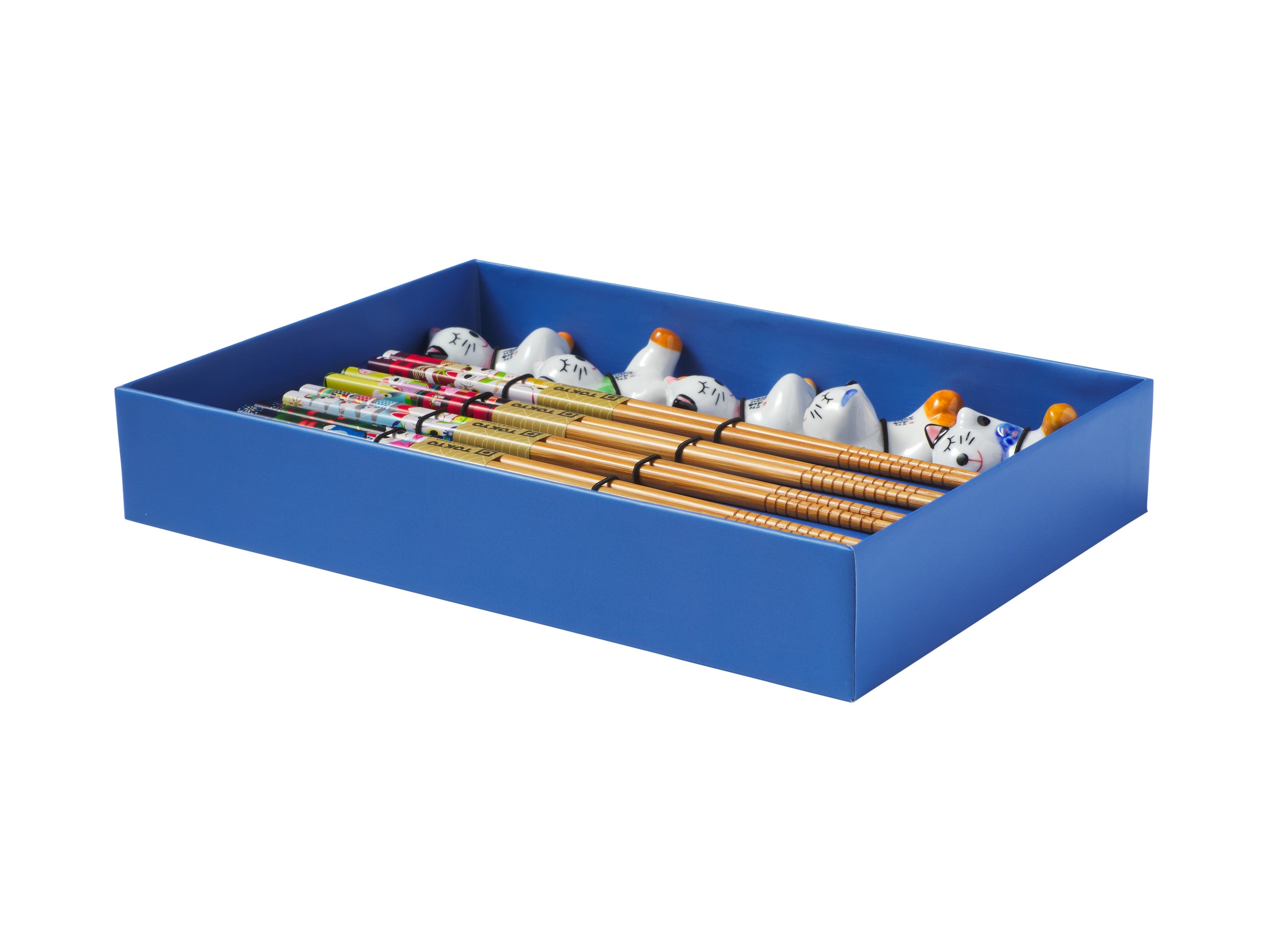 Tokyo Design Chopstick Lucky Cat Chopsticks with Rest Hanami 10pc Gift Boxed Assorted