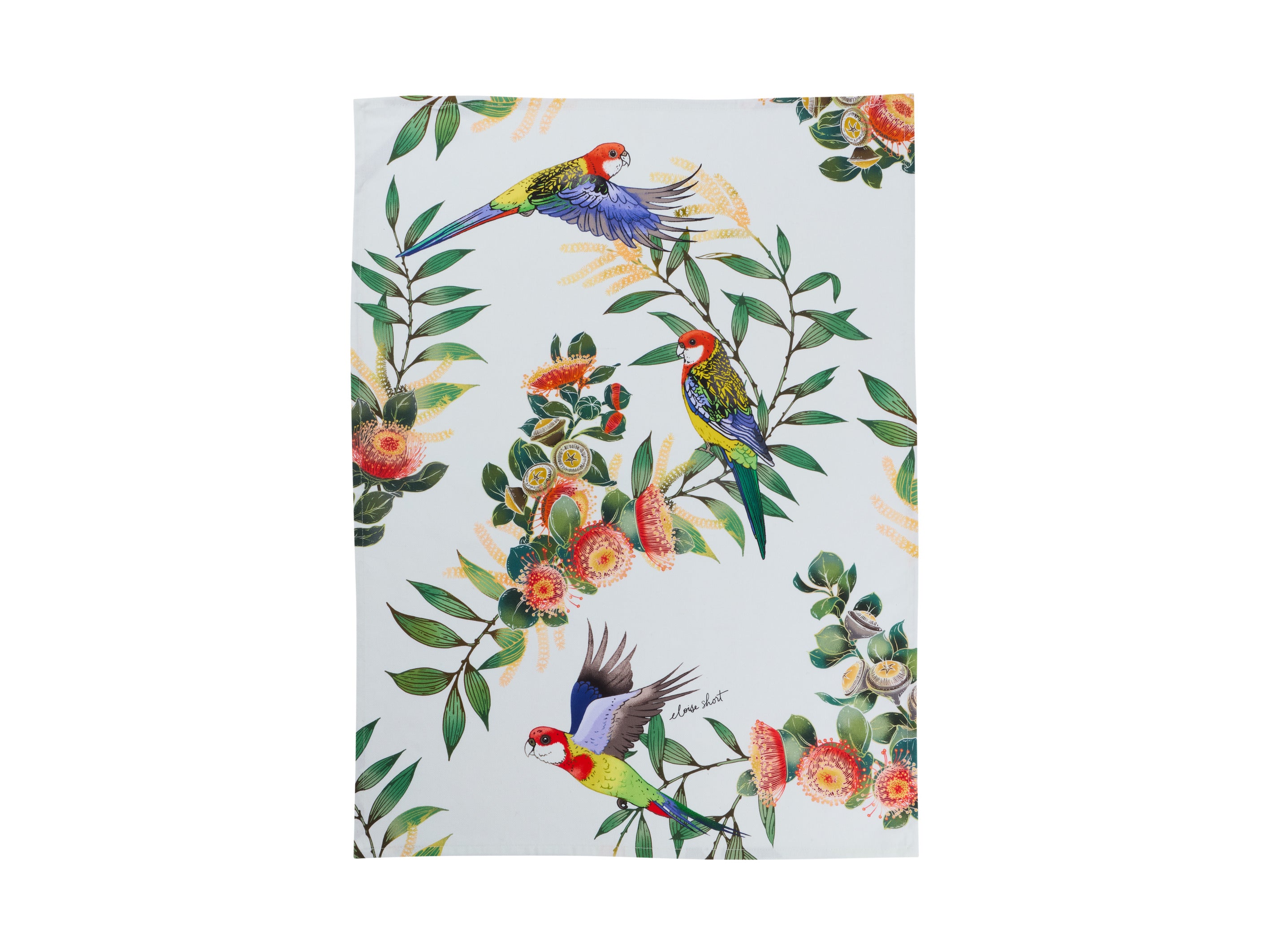 Maxwell & Williams Eloise Short Native Grace Eastern Rosella Tea Towel 50x70cm
