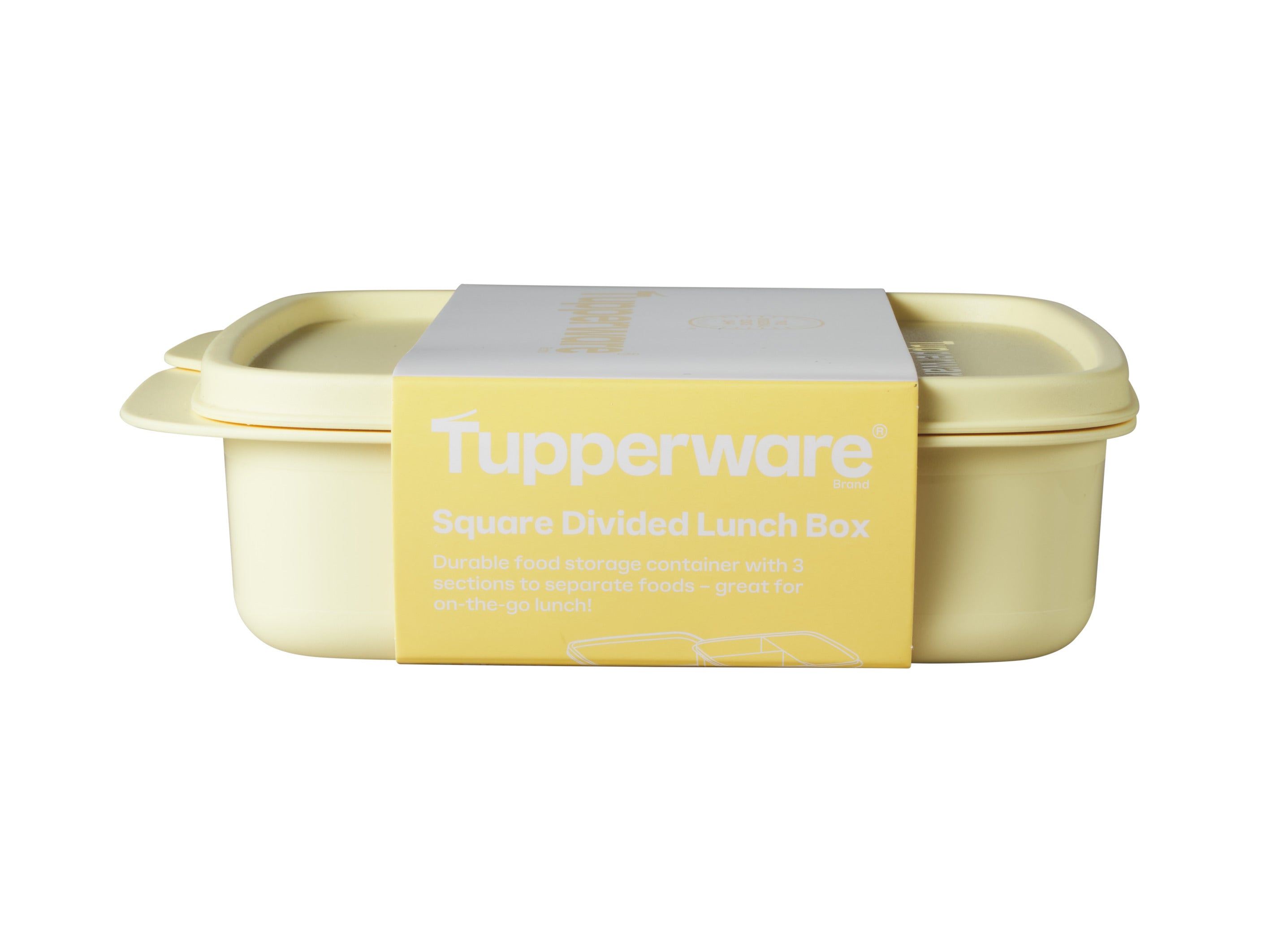 Tupperware Divided Square Lunch Box 550ml - Yellow