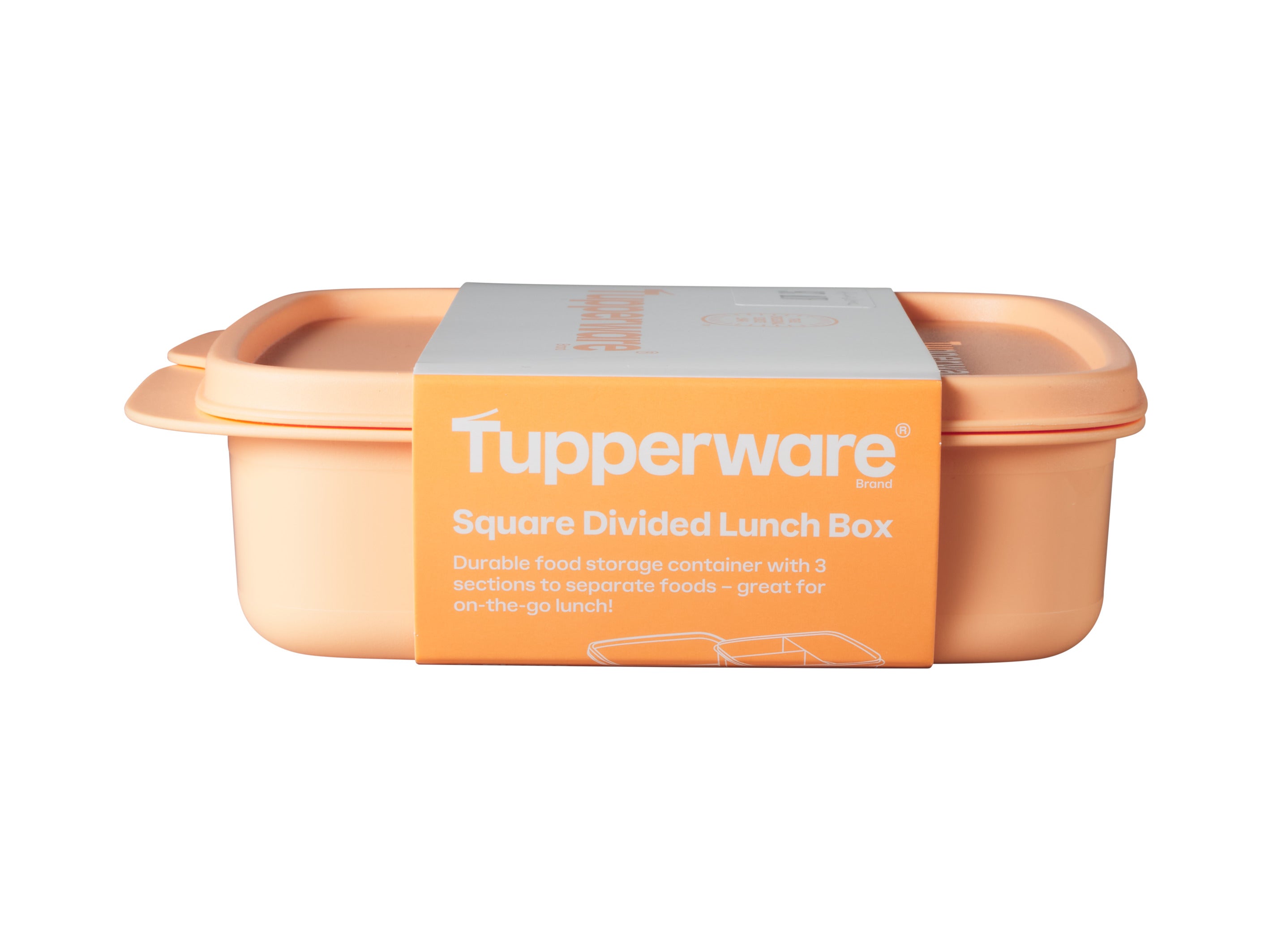 Tupperware Divided Square Lunch Box 550ml - Orange