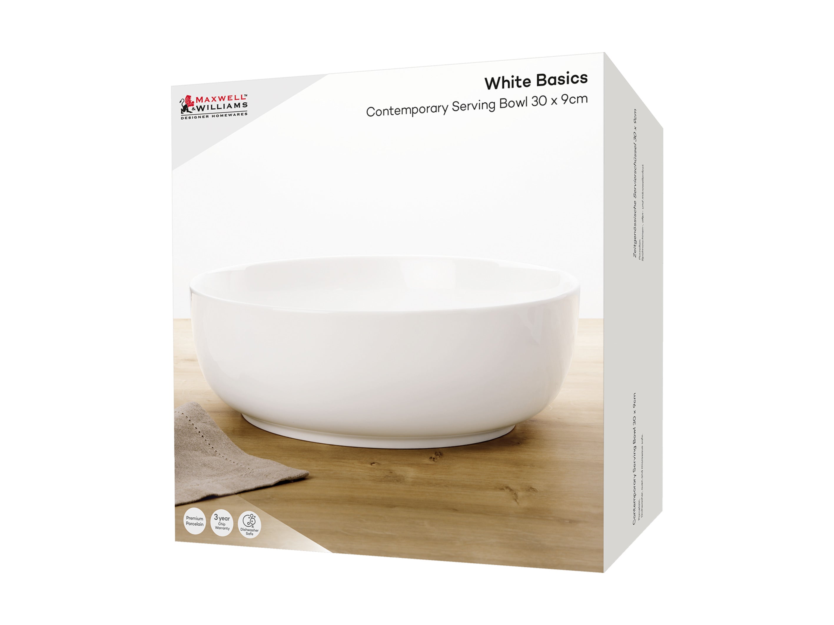 Maxwell & Williams White Basics Contemporary Serving Bowl 30x9cm - Gift Boxed