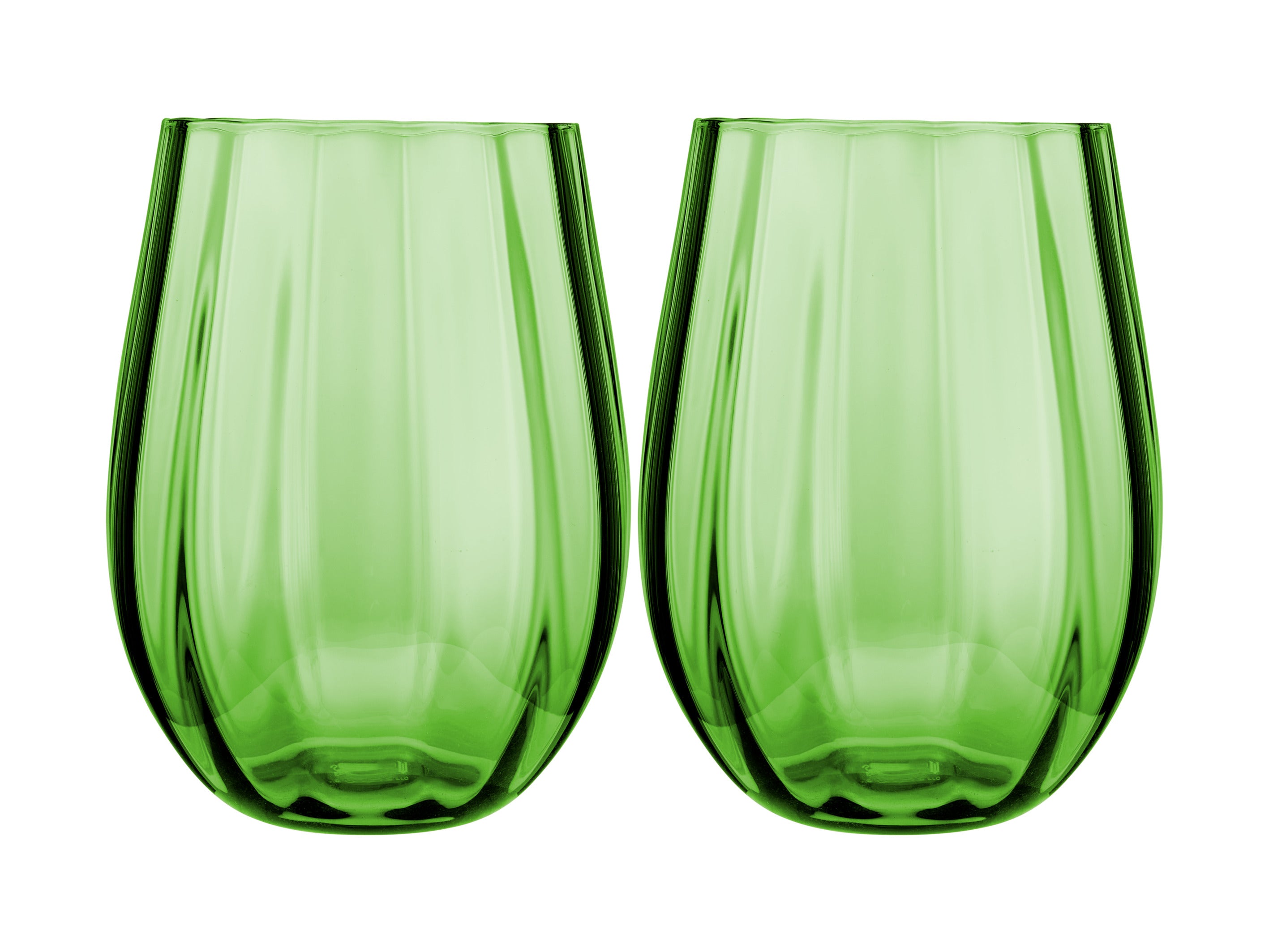 Maxwell & Williams Wicked Pink Goes Good With Green Ribbed Stemless Glasses - Elphaba Set of 2