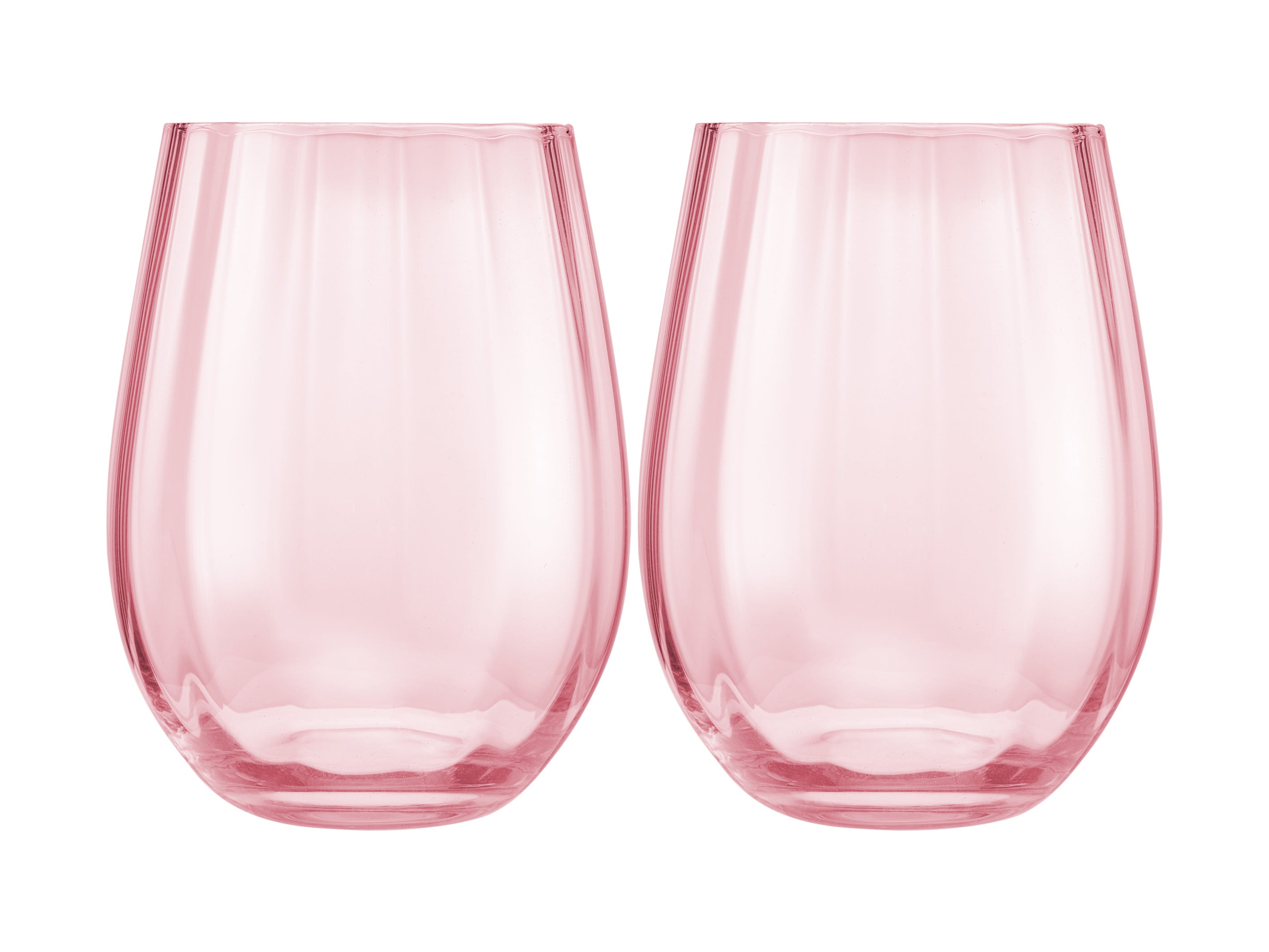 Maxwell & Williams Wicked Pink Goes Good With Green Ribbed Stemless Glasses - Glinda Set of 2