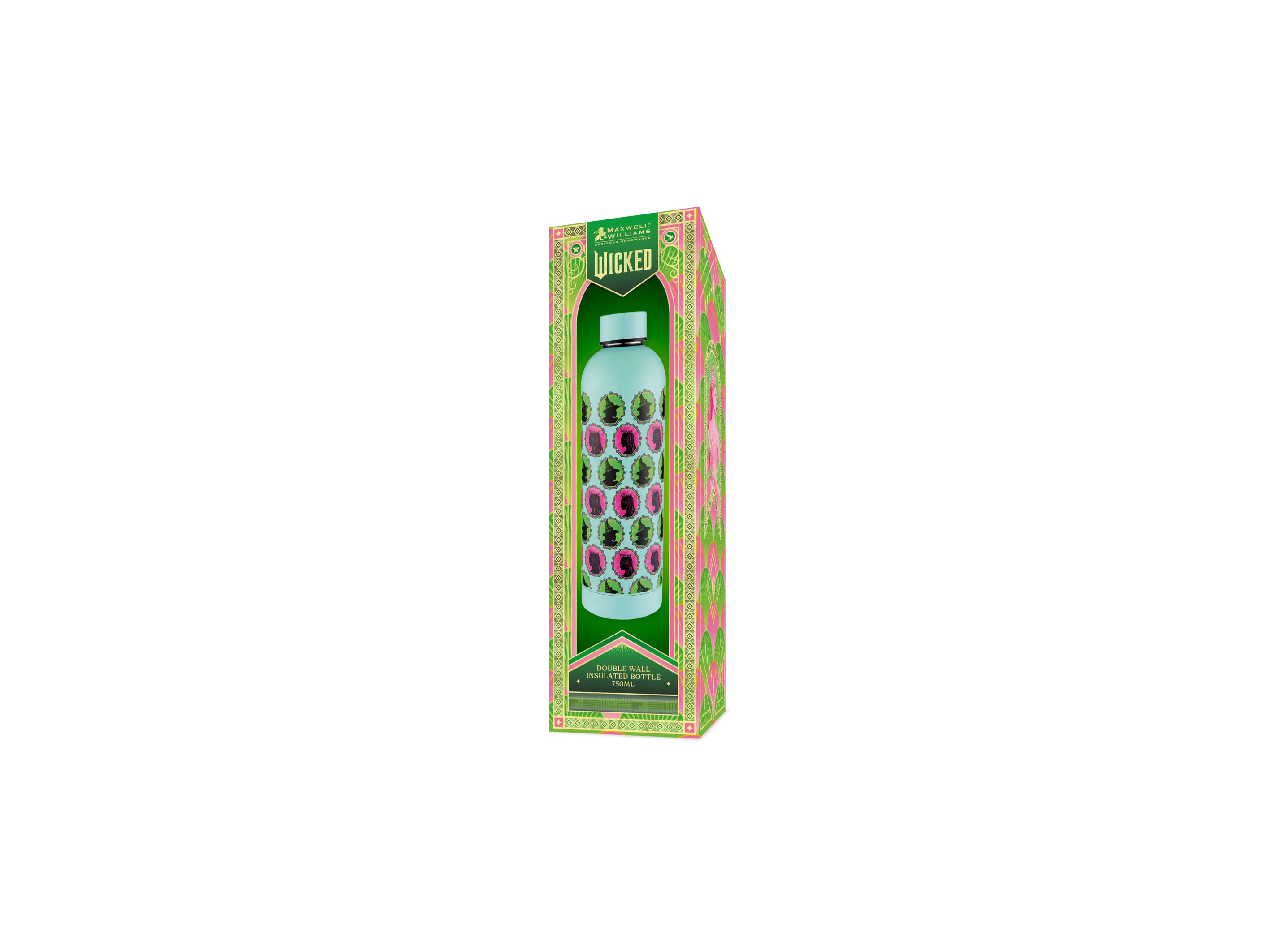 Maxwell & Williams Wicked Magical Double Wall Insulated Bottle 750ml - Elphaba & Glinda