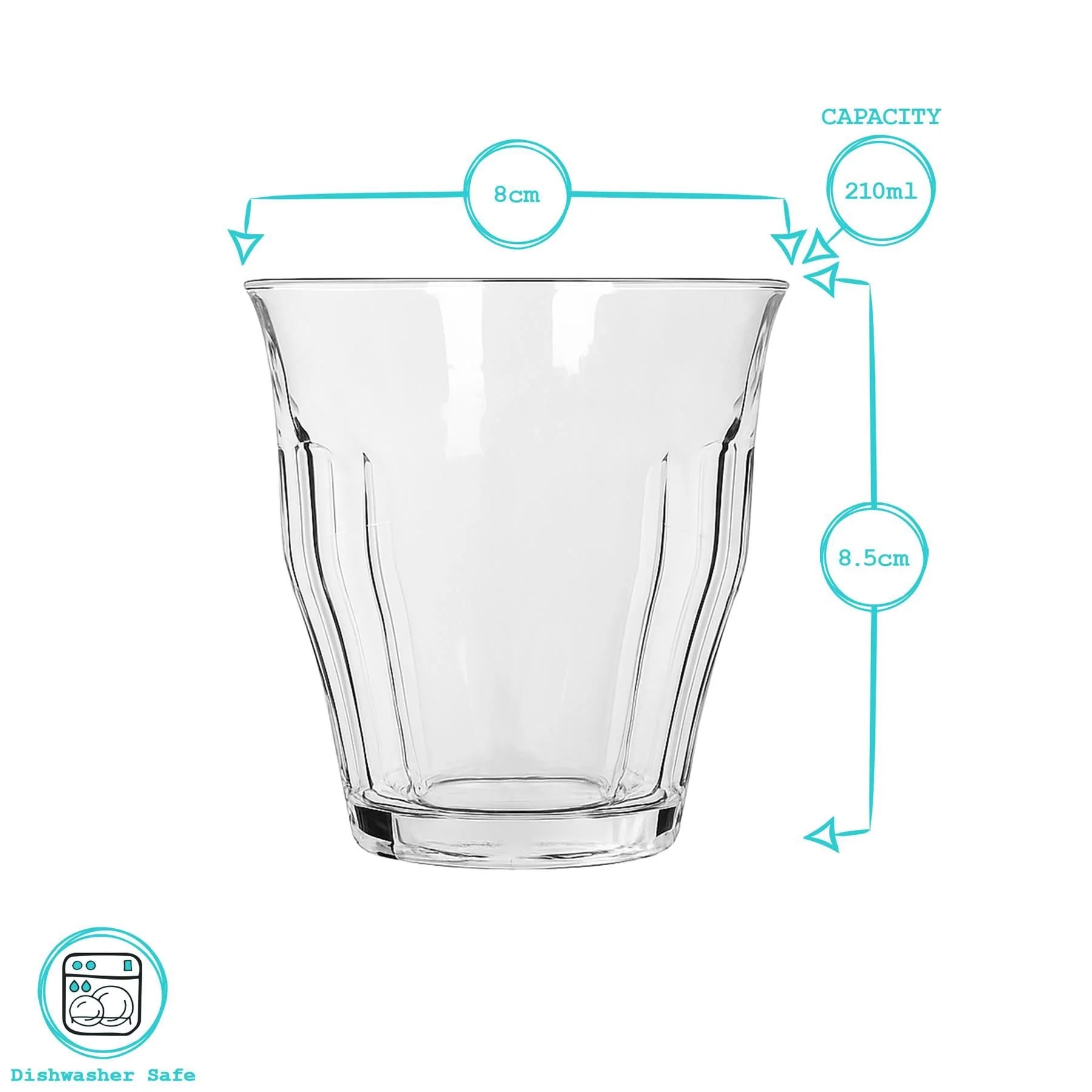 Fluted Drinking Glasses - 210ml - Set of 6