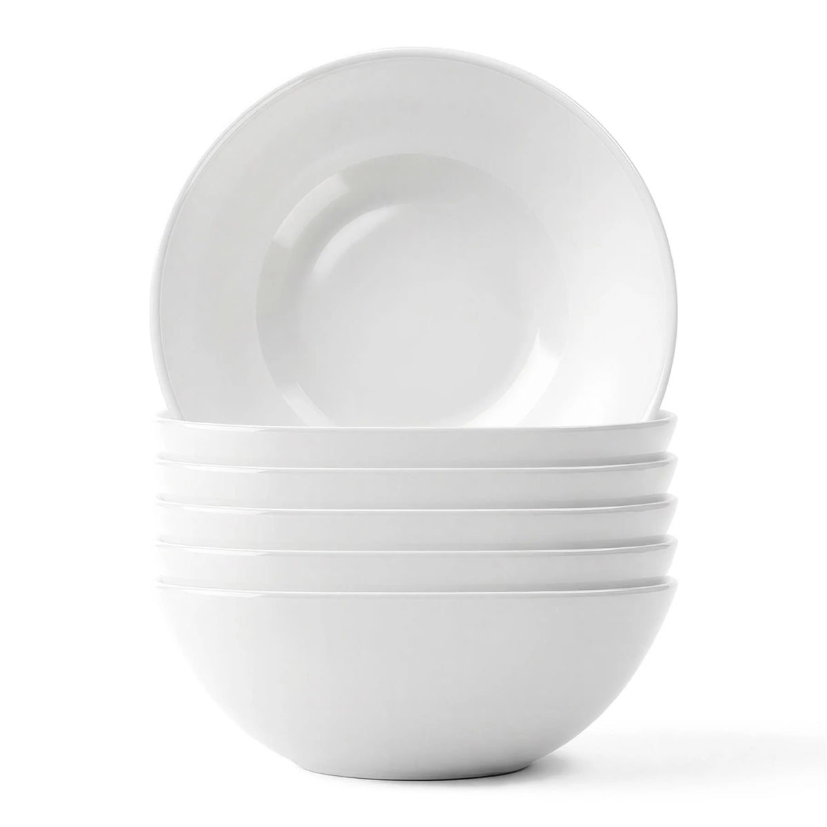 Argon 6 x Round Opal Glass Cereal Bowls 16cm White - Pack of 6