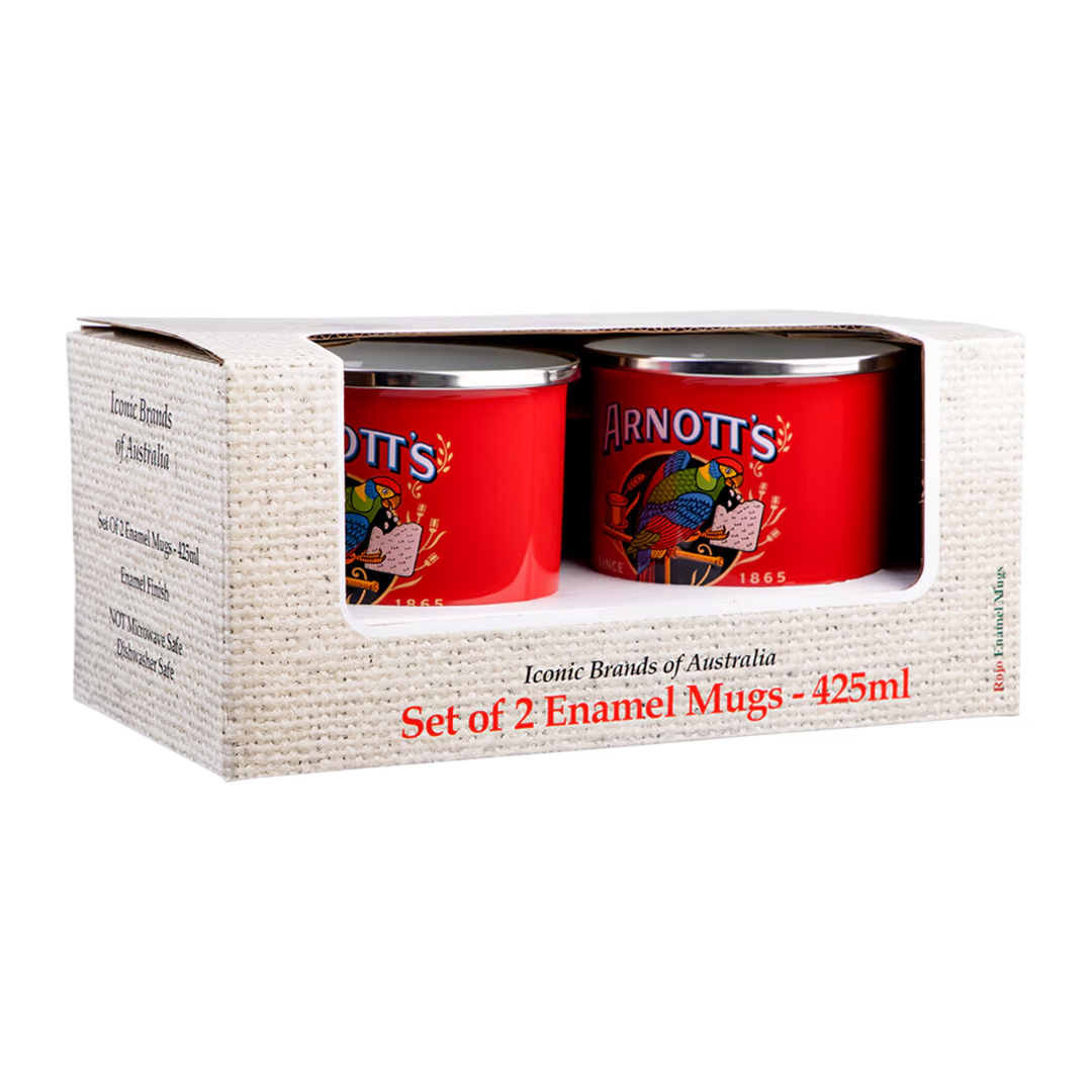 Rojo Arnott's Enamel Mug Set of 2 450ml - Red
