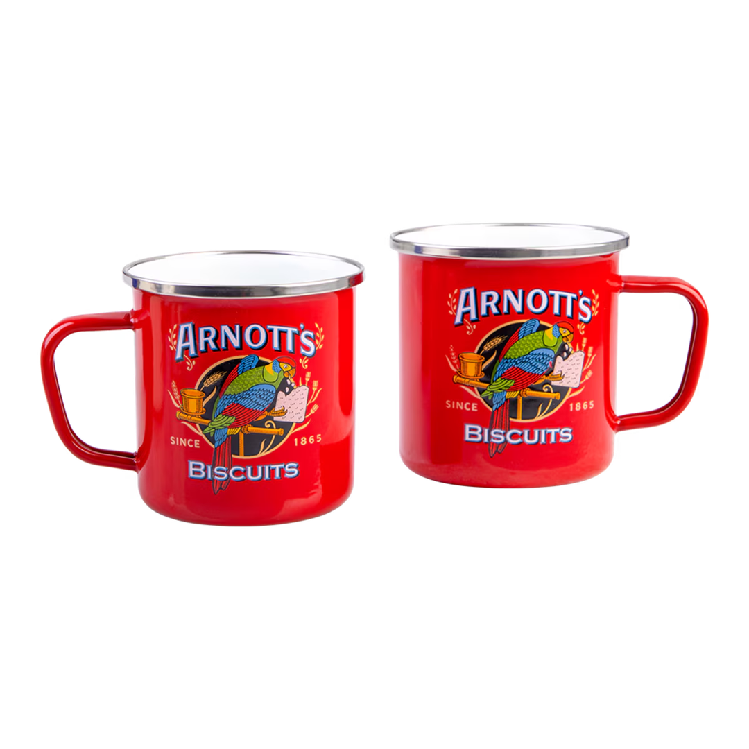 Rojo Arnott's Enamel Mug Set of 2 450ml - Red