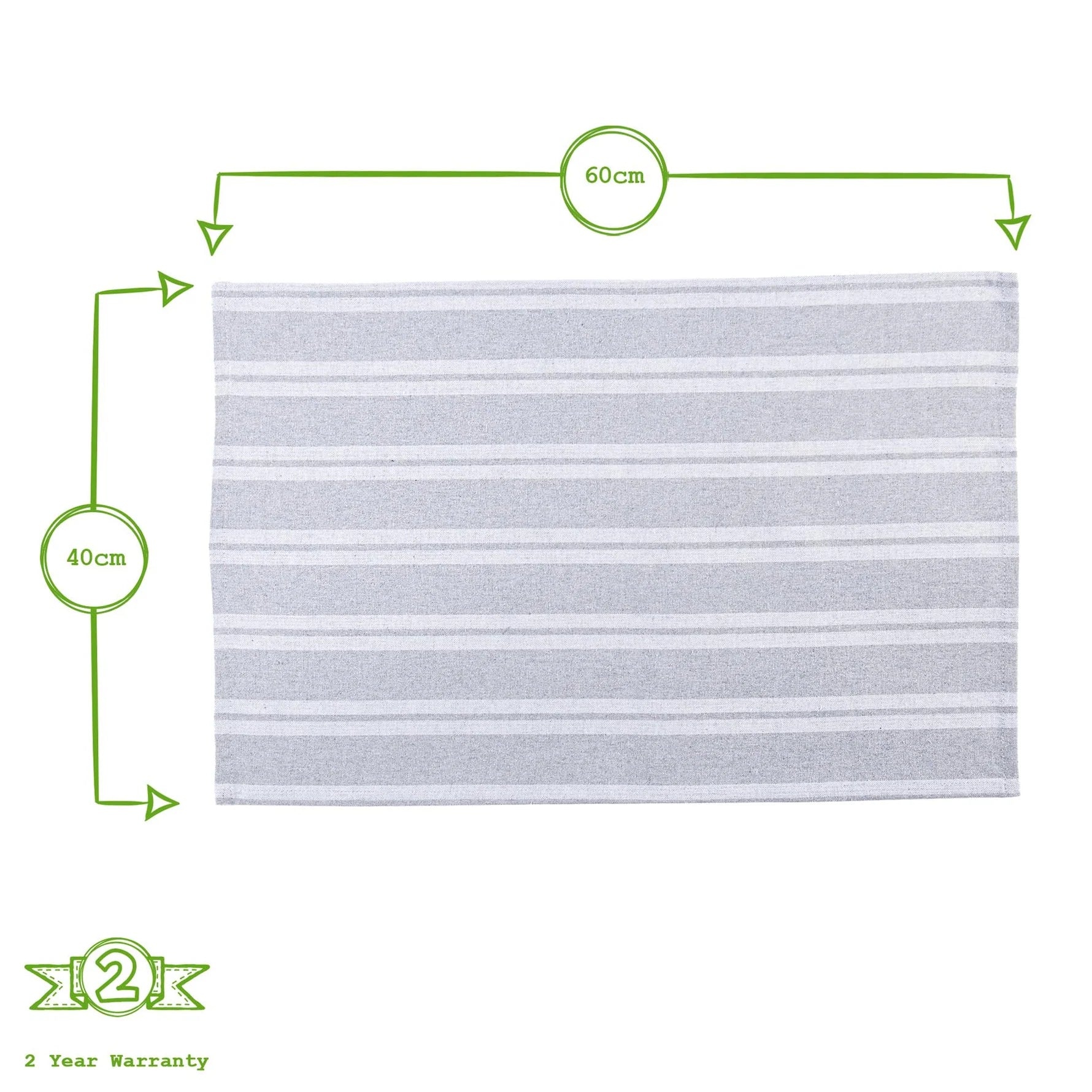 Nicola Spring Turkish Cotton Tea Towel 60 x 40cm - Grey with White Stripe