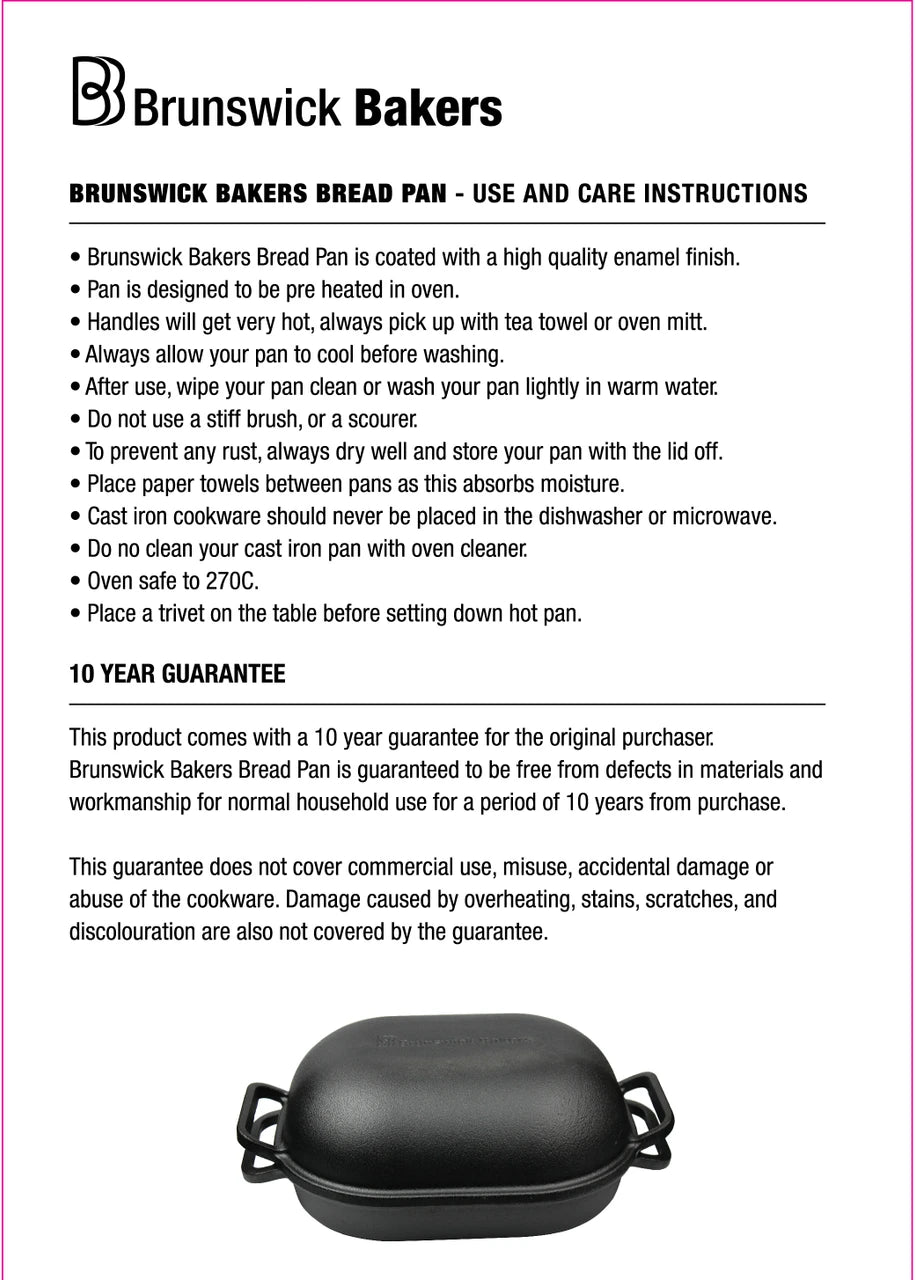 Brunswick Bakers Pre-Seasoned Cast Iron Bread Loaf Baking Pan