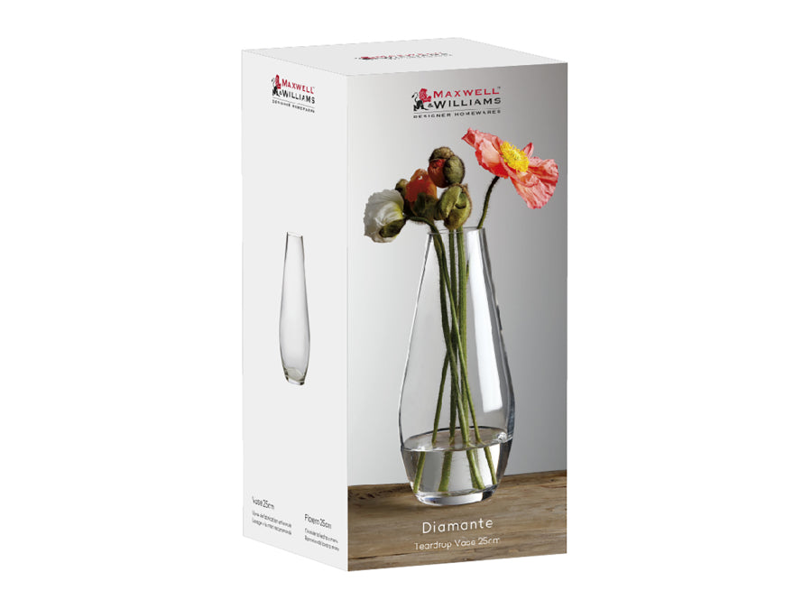 Maxwell & Williams Diamante Teardrop Vase - 30cm - Gift Box