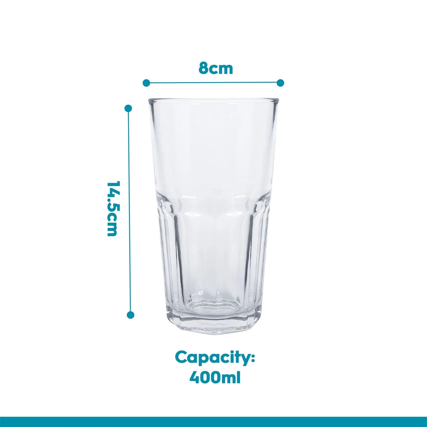 Panelled Highball Glasses 400ml  - Pack of 6