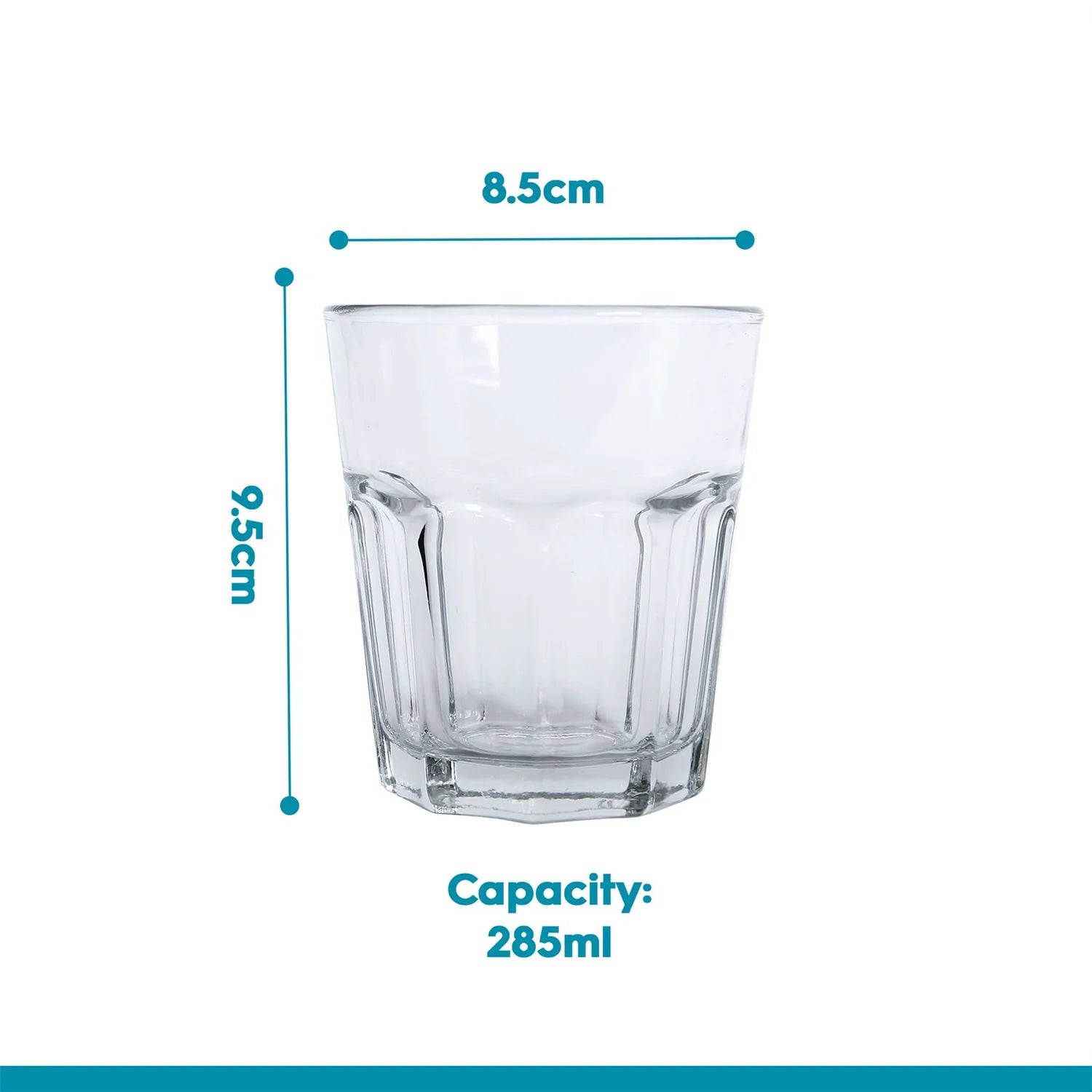 Panelled Glass Tumblers 285ml - Pack of 6