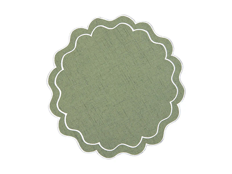 Casa Domani Banda Scallop Placemat 38cm - Green