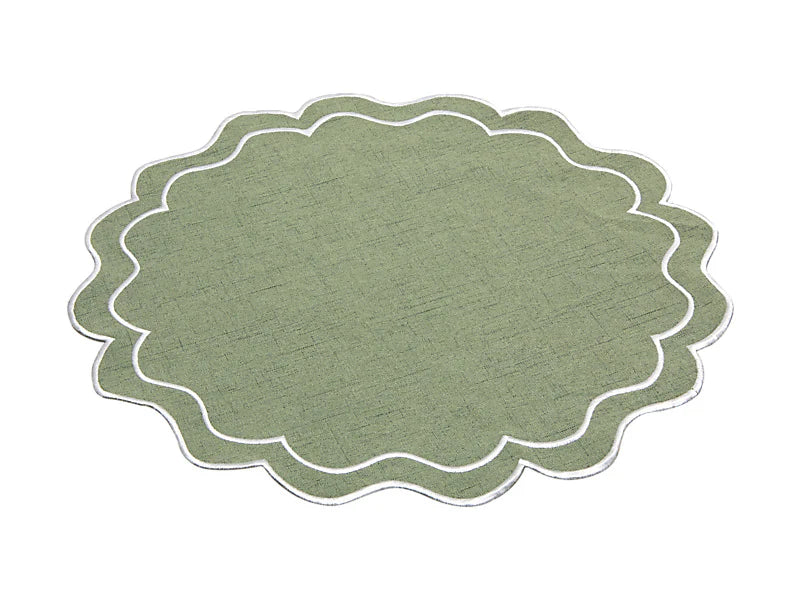 Casa Domani Banda Scallop Placemat 38cm - Green
