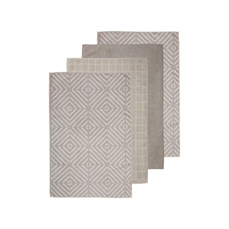 Ladelle Benton Taupe Microfibre 4pk Kitchen Towels - 43x68cm