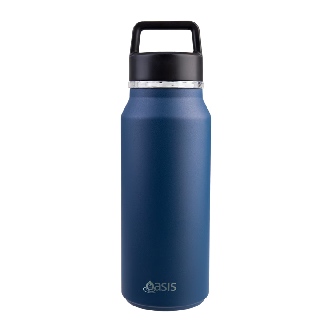 Oasis Stainless Steel Double Wall Insulated 'Summit' Drink Bottle with Chug Spout 1L - French Navy