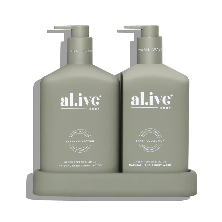al.ive Body Wash & Lotion Duo in Green Pepper & Lotus (Made in Australia)