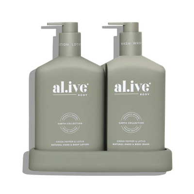 al.ive Body Wash & Lotion Duo in Green Pepper & Lotus (Made in Australia)