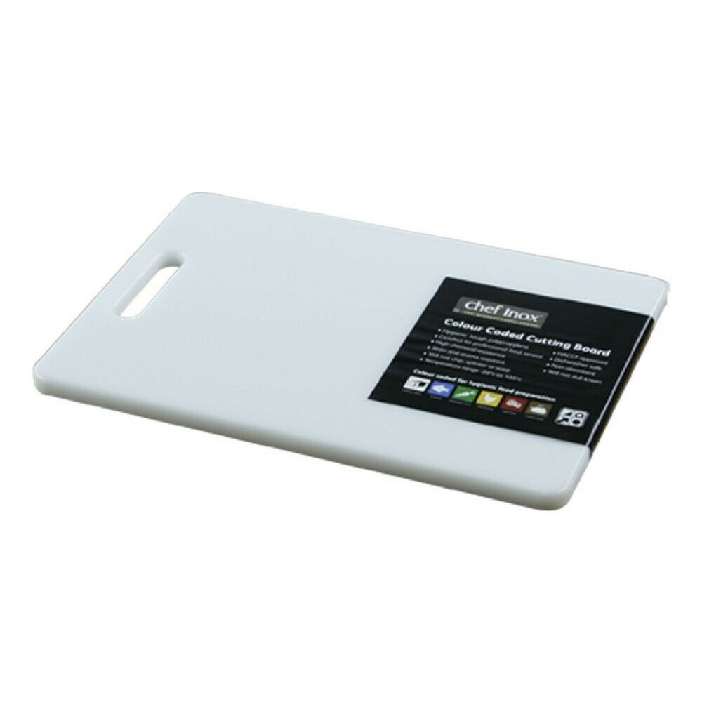 Chef Inox Colour Coded Cutting Board With Handle - White – 25x40x1.2cm