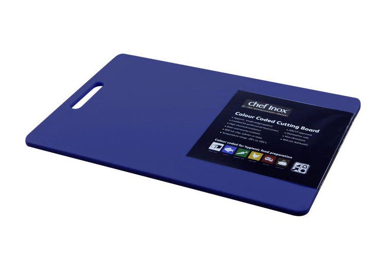 Chef Inox Colour Coded Cutting Board With Handle - Blue – 30x45x1.3cm
