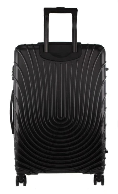 Pierre Cardin Hard Shell 4 Wheel Suitcase - Cabin - Black - With Hidden Compartment