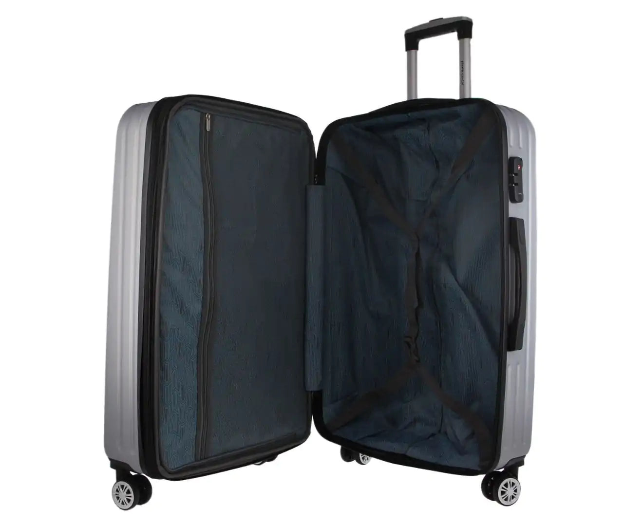 Pierre Cardin Hard Shell 4 Wheel Suitcase - Medium - Silver - Expandable - Lightweight