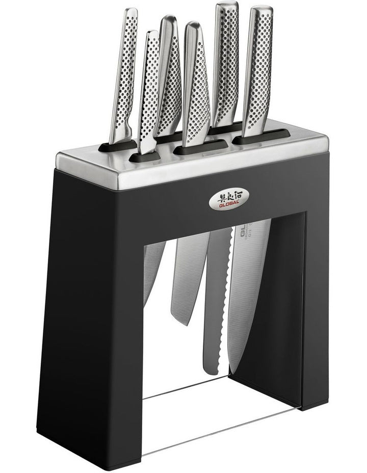 Global Kabuto 7pc Knife Block Set - Black