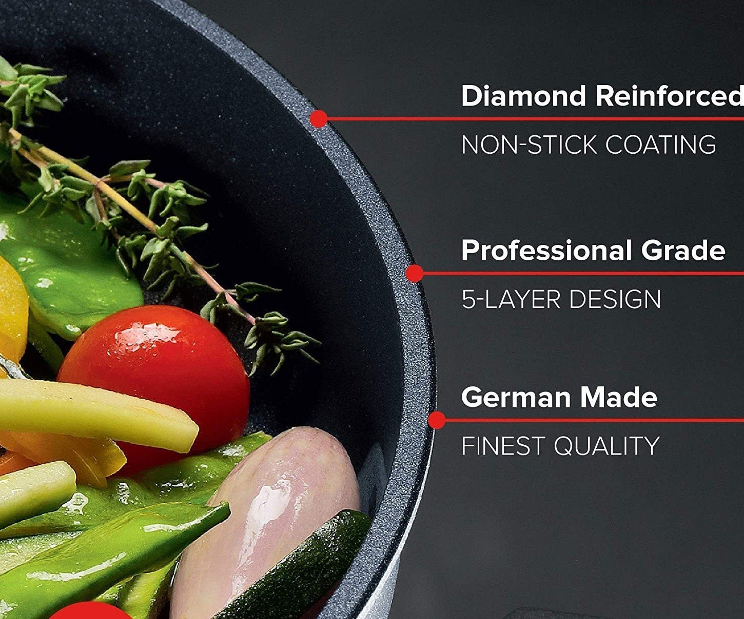 Woll Diamond Lite Detachable Handle Induction Wok With Lid - 34cm