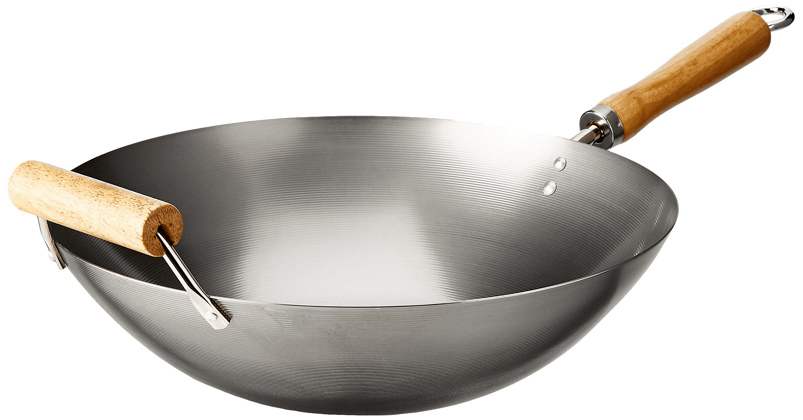 Cuisena Carbon Steel Stir Fry Wok With Flat Bottom Base - 35cm