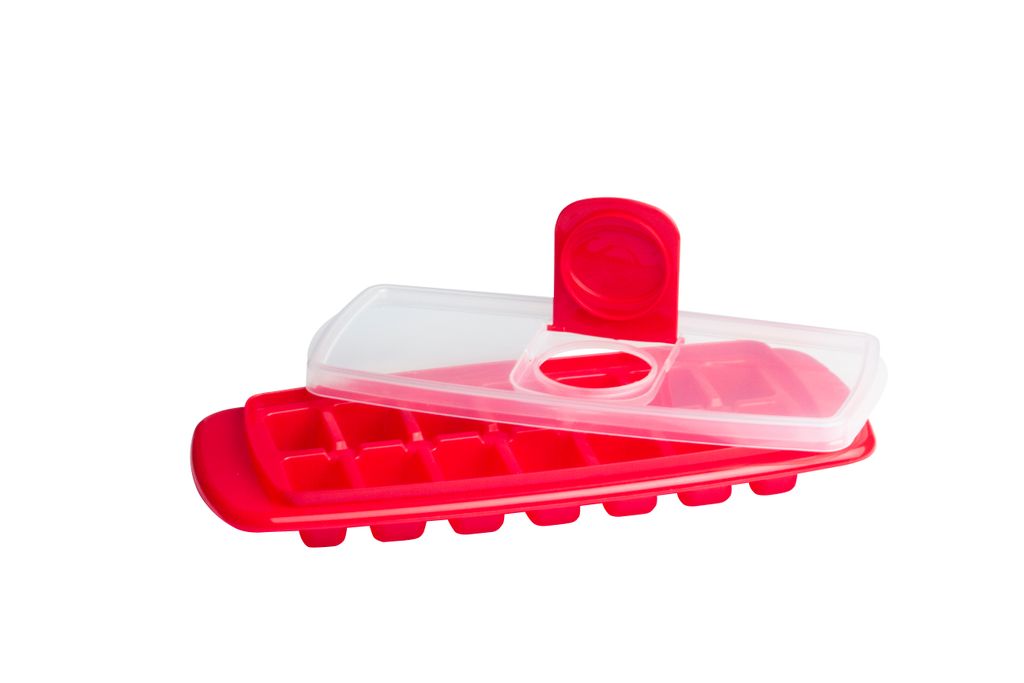 Cuisena Ice Cube Tray With Lid 14 Cubes - Red