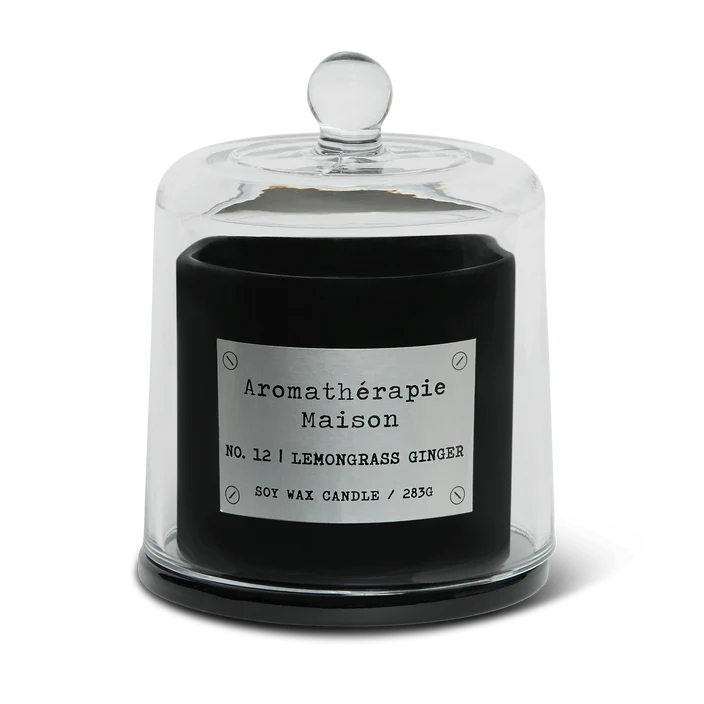 Le Desire Aromatherapie Maison Candle With Glass Dome Lid & Timber Wick - Lemongrass Ginger - 283gr