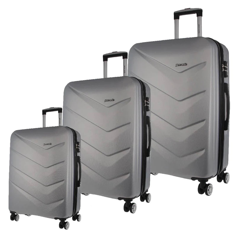 Pierre Cardin Hard Suitcase 3-Piece Luggage Set - Silver
