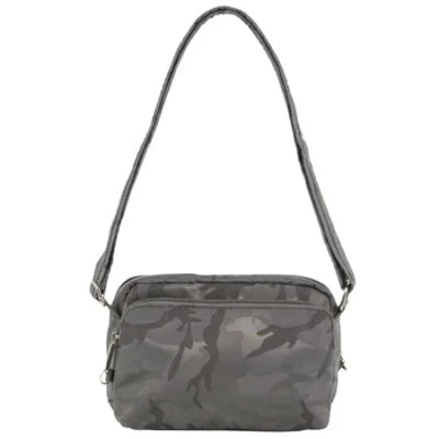 Pierre Cardin Anti - Theft Cross Body Bag Grey Camo - 23x9x26cm