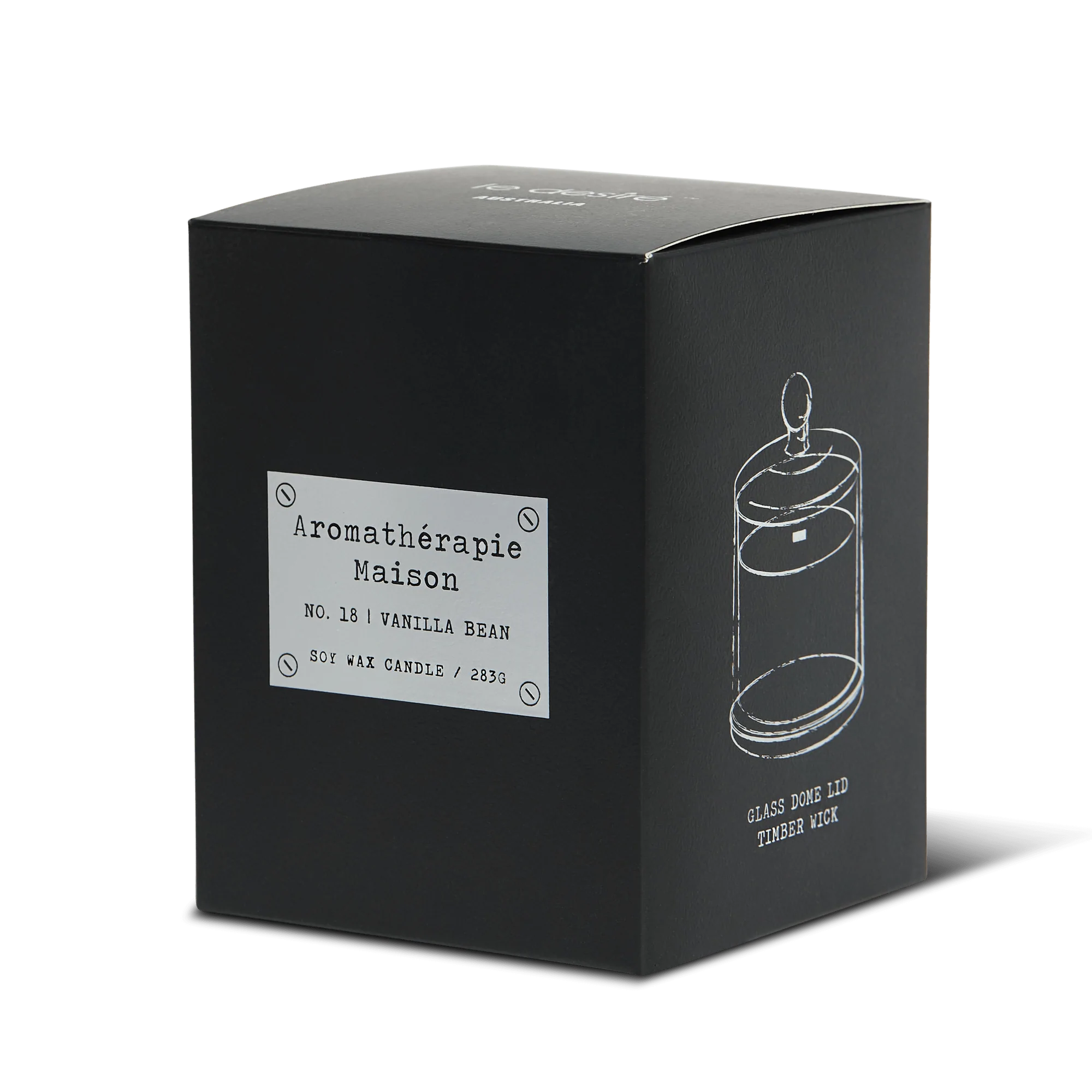 Le Desire Aromatherapie Maison Candle With Glass Dome Lid & Timber Wick - Vanilla Bean - 283gr