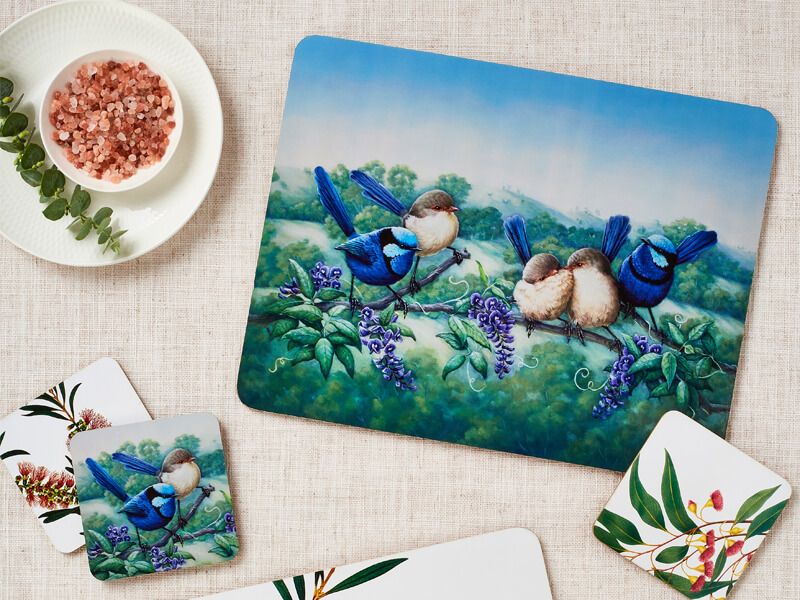 Maxwell & Williams Birds of Australia 10YR Anniversary Coasters 10.5cm Set of 4 Assorted - Cork Back