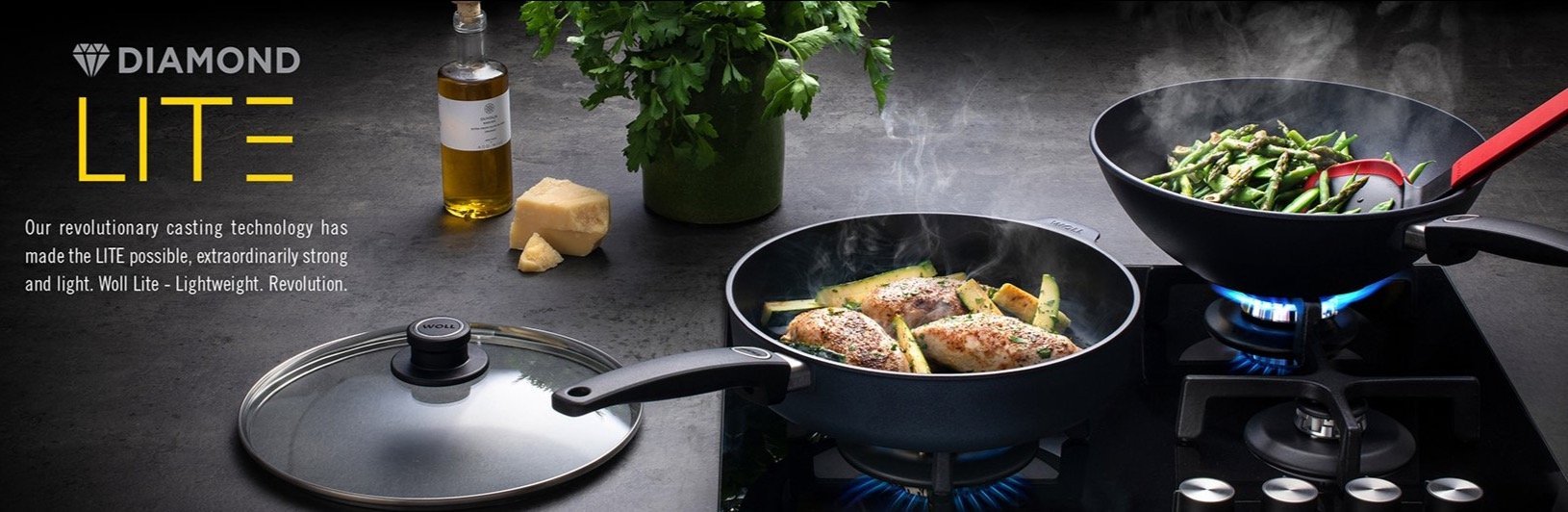 Woll Diamond Lite Fixed Handle Conventional Wok With Lid - 30cm