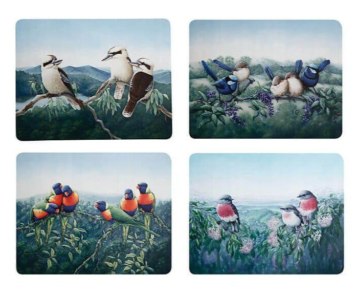 Maxwell & Williams Birds of Australia 10YR Anniversary Placemats 34x26.5cm Set of 4 Assorted - Cork Back
