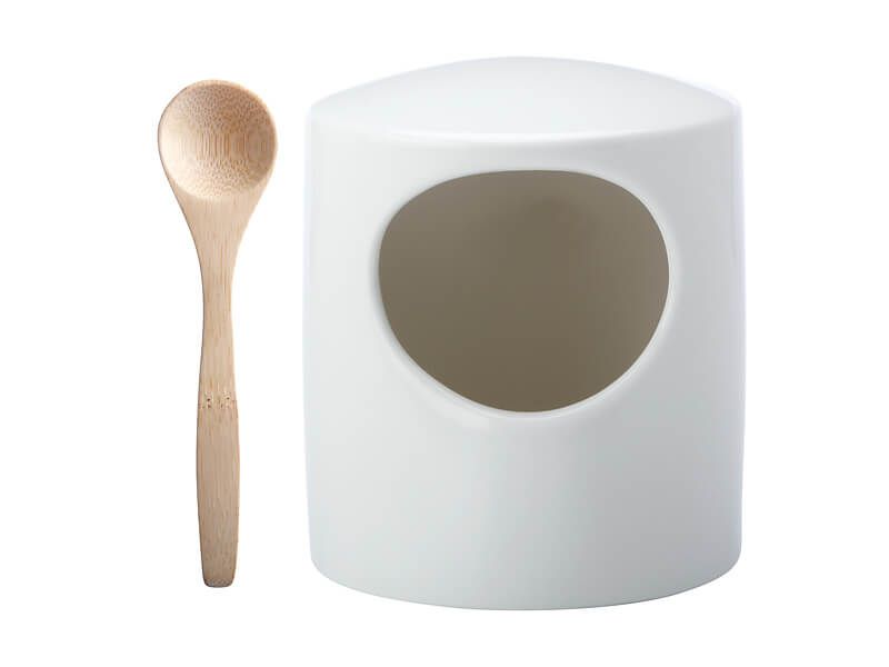 Maxwell & Williams Epicurious Salt Pig With Bamboo Spoon - White