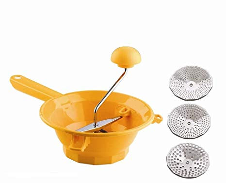 Tilly3 Orange Plastic Moulin/Vegetable Mill With 3 Stainless Steel Discs (Made in Italy)